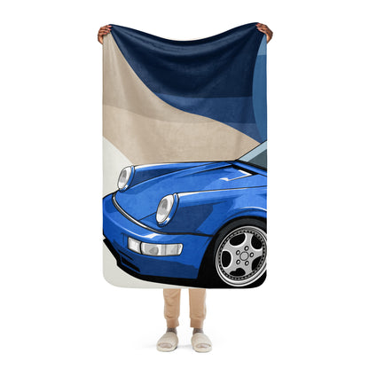 Porsche 964 Turbo Sherpa Throw Blanket - Classic Car Decor - Luxury Home Accent