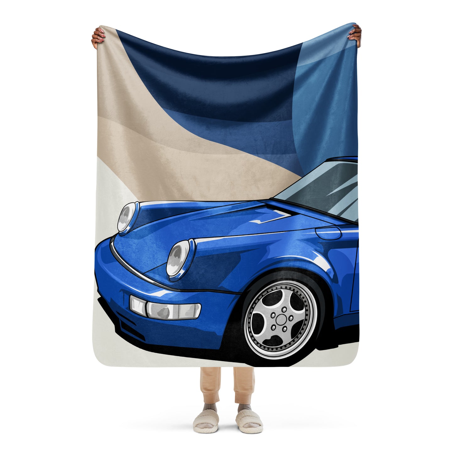 Porsche 964 Turbo Sherpa Throw Blanket - Classic Car Decor - Luxury Home Accent